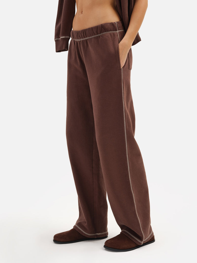 Organic Fleece Contrast Straight Leg Sweatpant