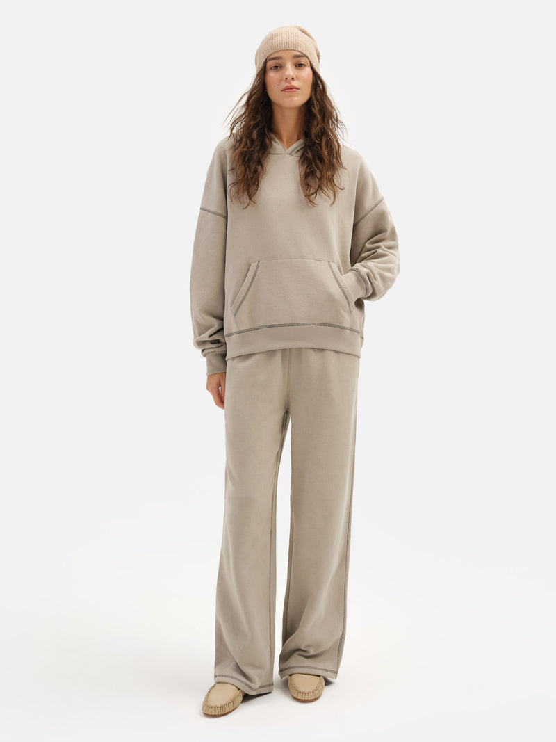 Organic Fleece Contrast Straight Leg Sweatpant