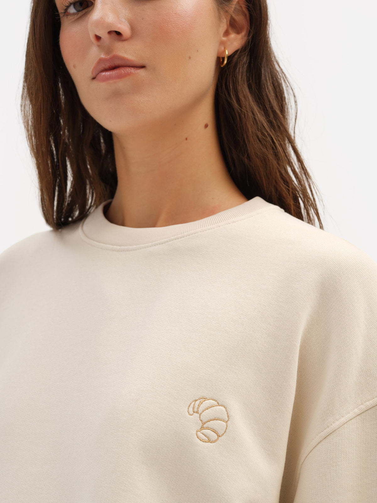 Organic Fleece Embroidered Oversized Sweatshirt-Sweatshirts-MATE the Label-BONE-CROISSANT-XS-MATE the Label