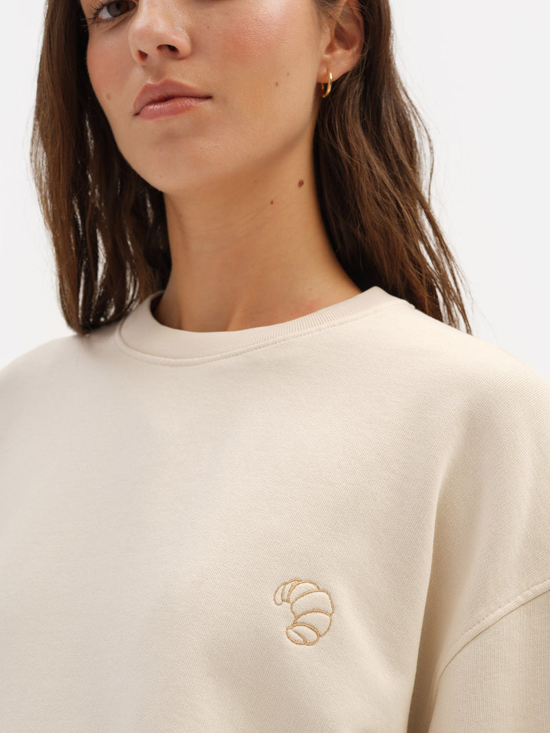 Organic Fleece Embroidered Boyfriend Sweatshirt