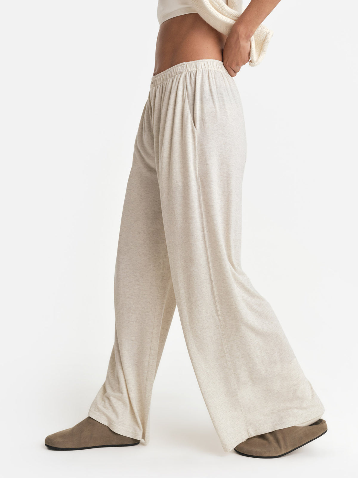 Tencel Sleep Wide Leg Pant-Sleep-MATE the Label-HEATHER OAT-XS-MATE the Label