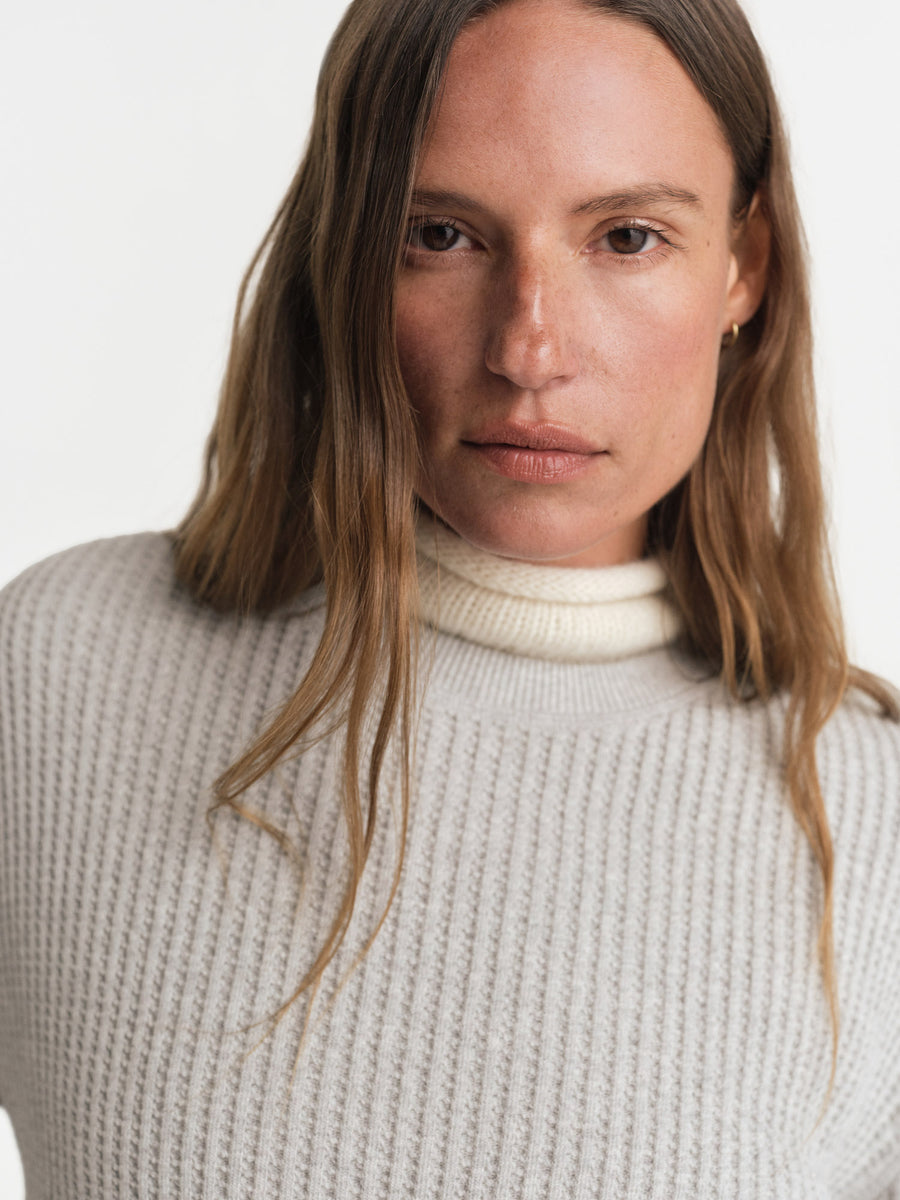 Organic Waffle Crew Top-Sweatshirts-MATE the Label-HEATHER GREY-XS-MATE the Label