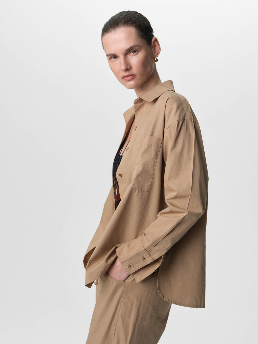 Organic Poplin Long Sleeve Button Down-Tops-MATE the Label-KELP-XS-MATE the Label