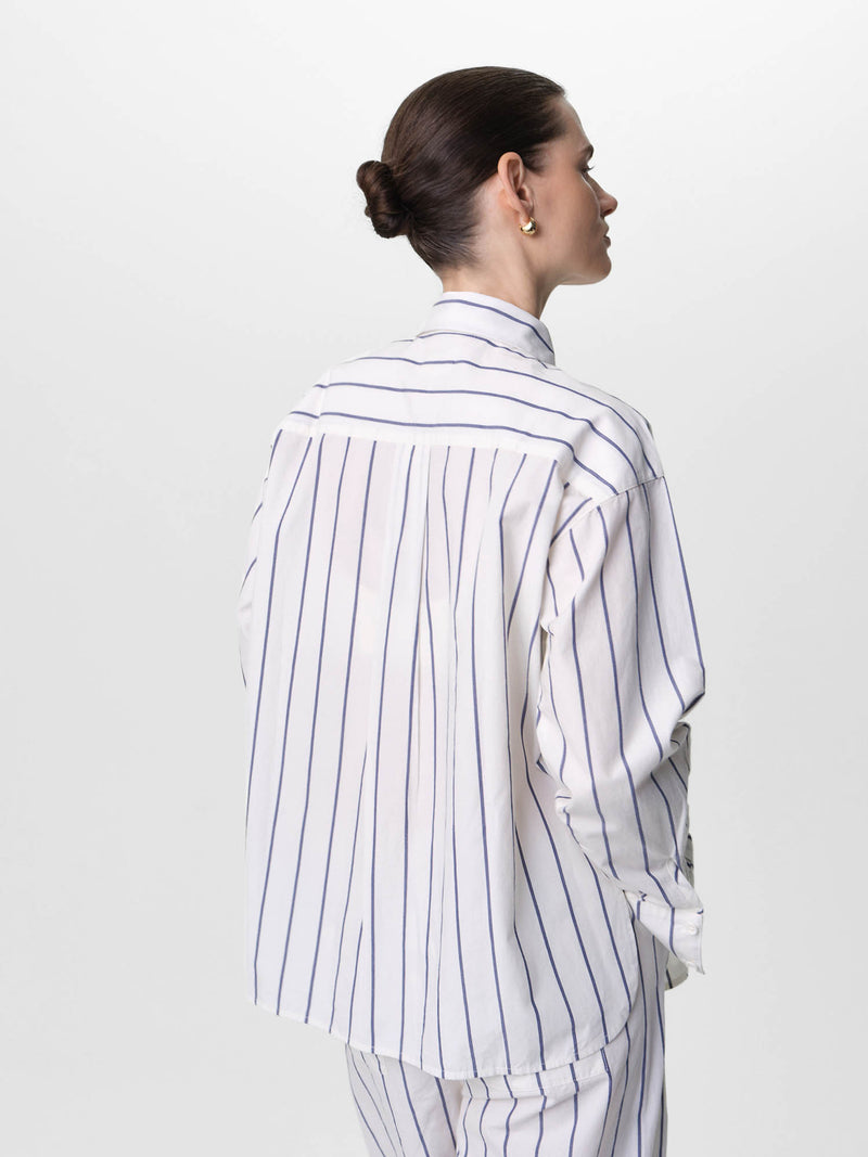 Organic Poplin Striped Long Sleeve Button Down