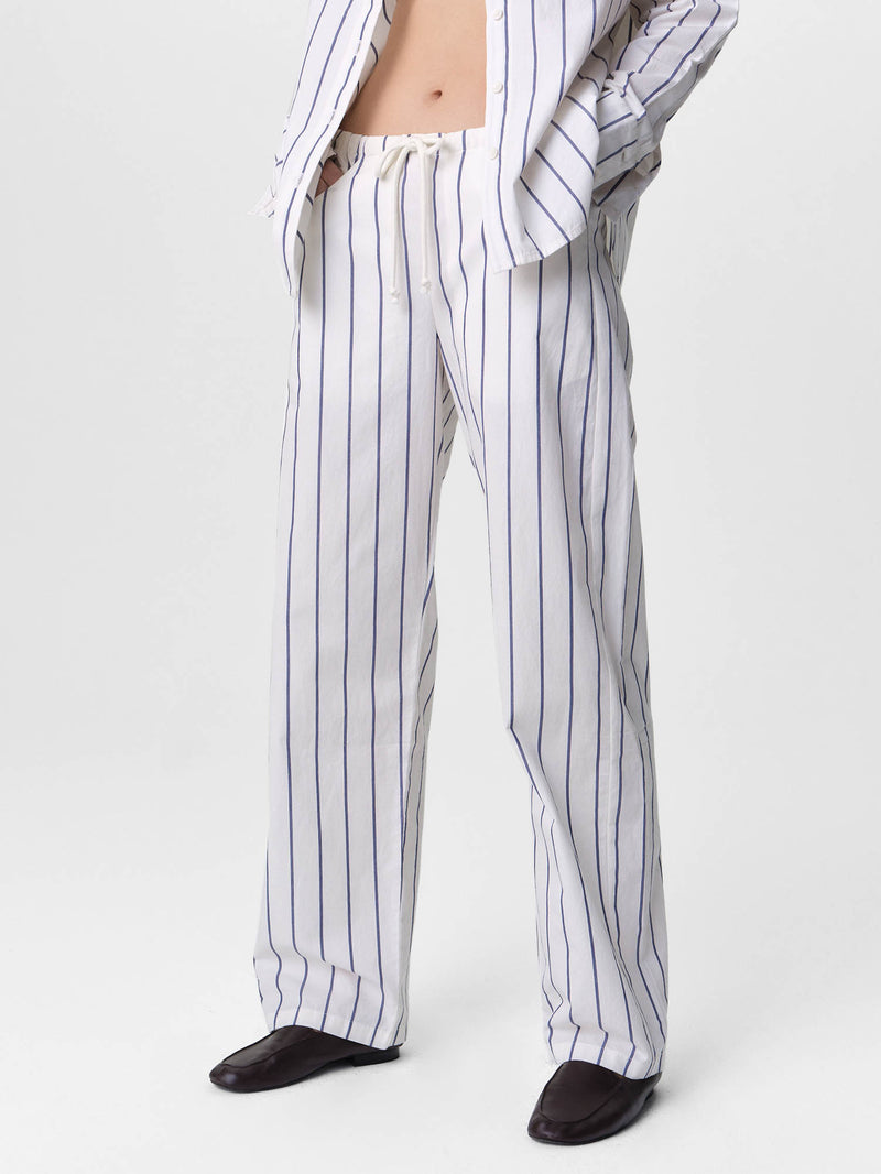 Organic Poplin Essential Striped Pant