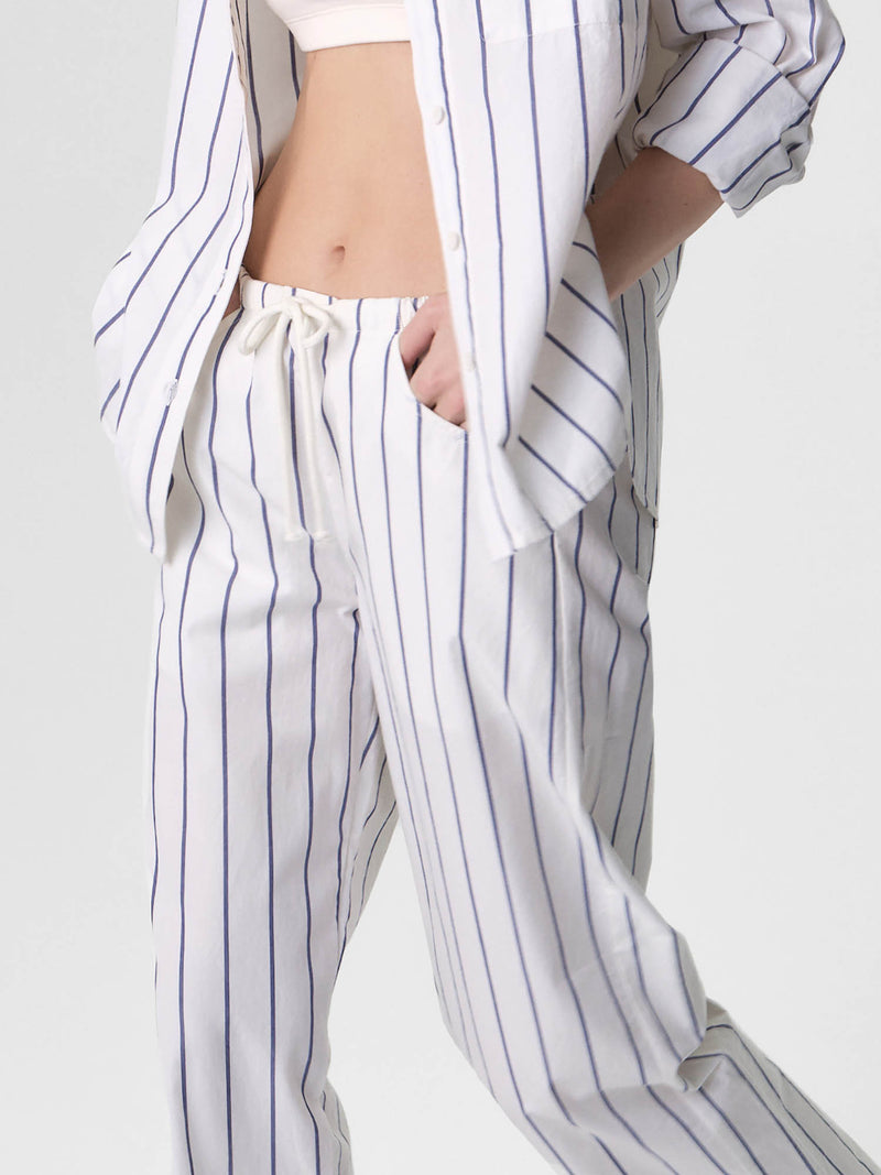 Organic Poplin Essential Striped Pant