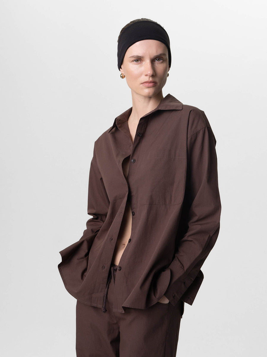 Organic Poplin Long Sleeve Button Down-Tops-MATE the Label-Java-XS-MATE the Label