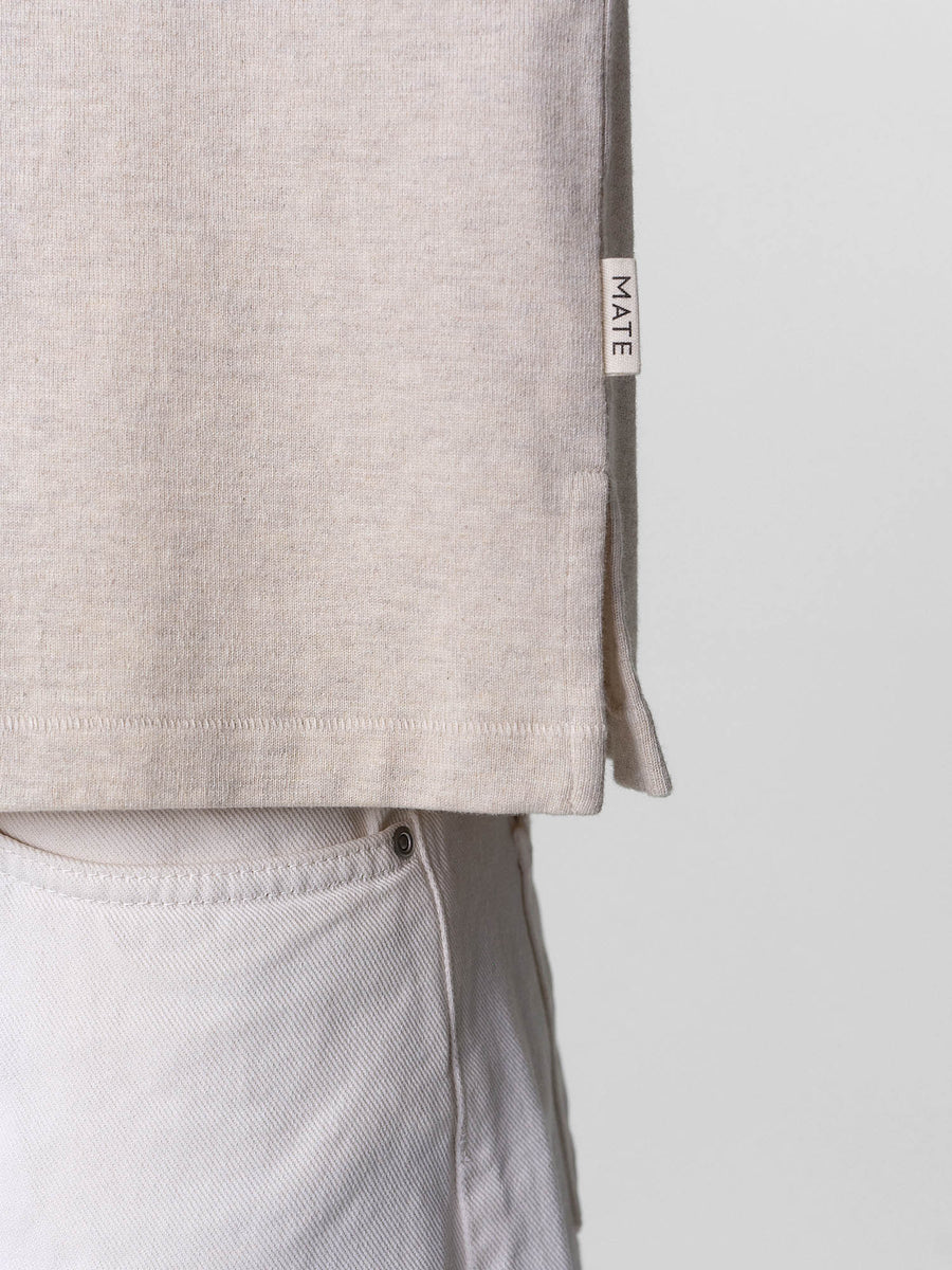 Organic Structured Cotton Long Sleeve Tee-Tees-MATE the Label-HEATHER OAT-XS-MATE the Label