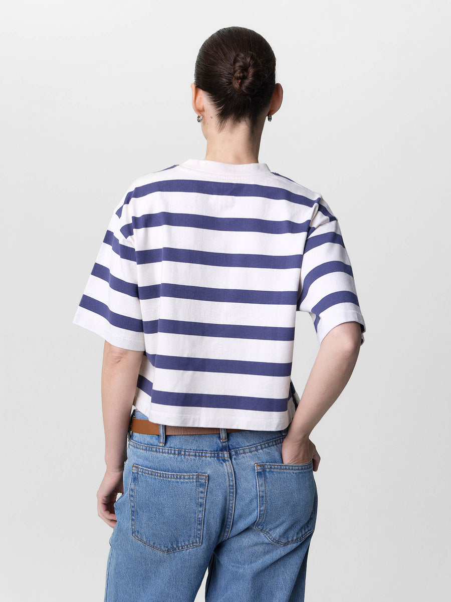 Organic Structured Cotton Striped Cropped Tee-Tees-MATE the Label-PACIFIC STRIPE-XS-MATE the Label