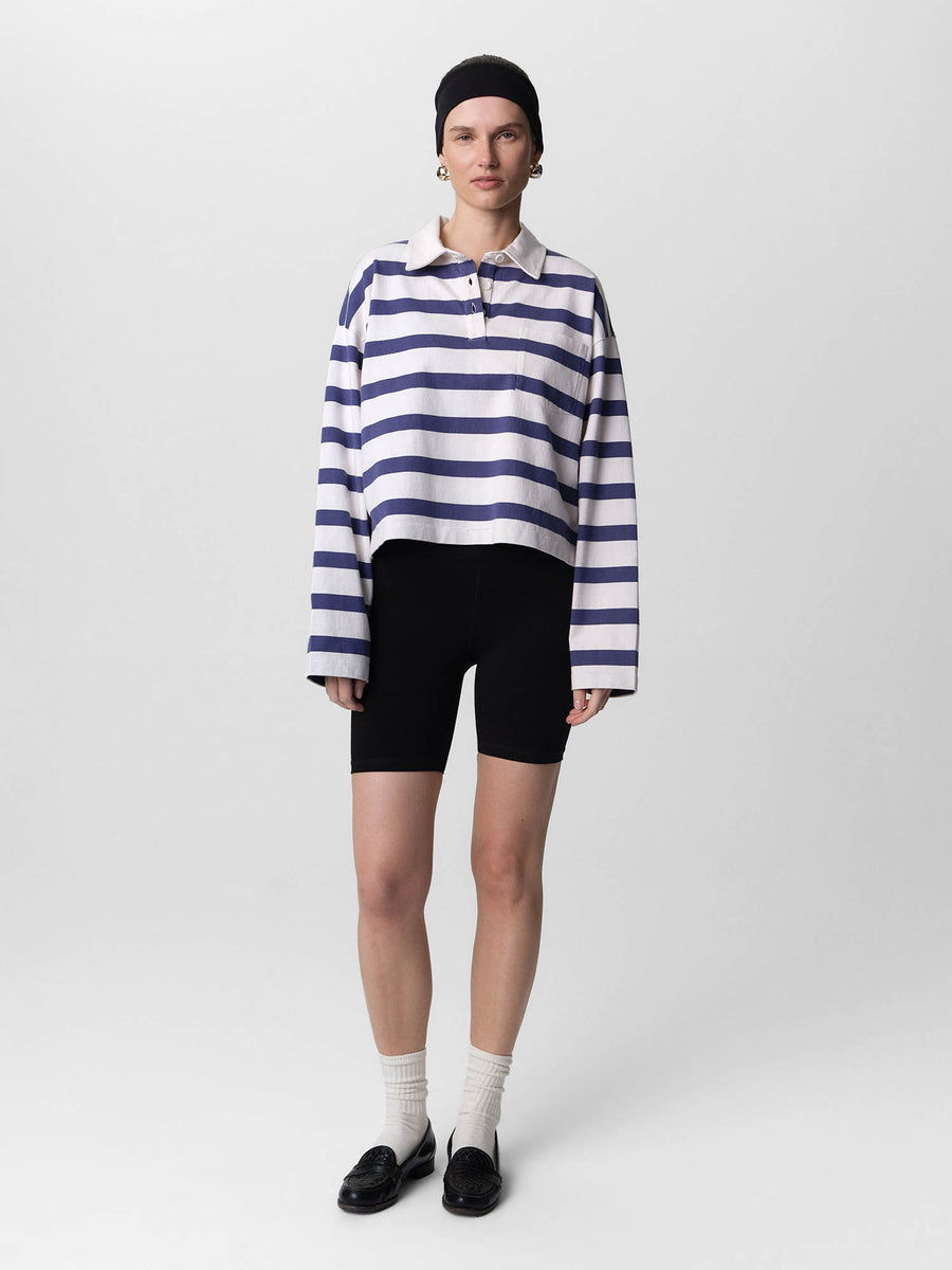 Organic Structured Cotton Striped Polo-Tees-MATE the Label-PACIFIC STRIPE-XS-MATE the Label