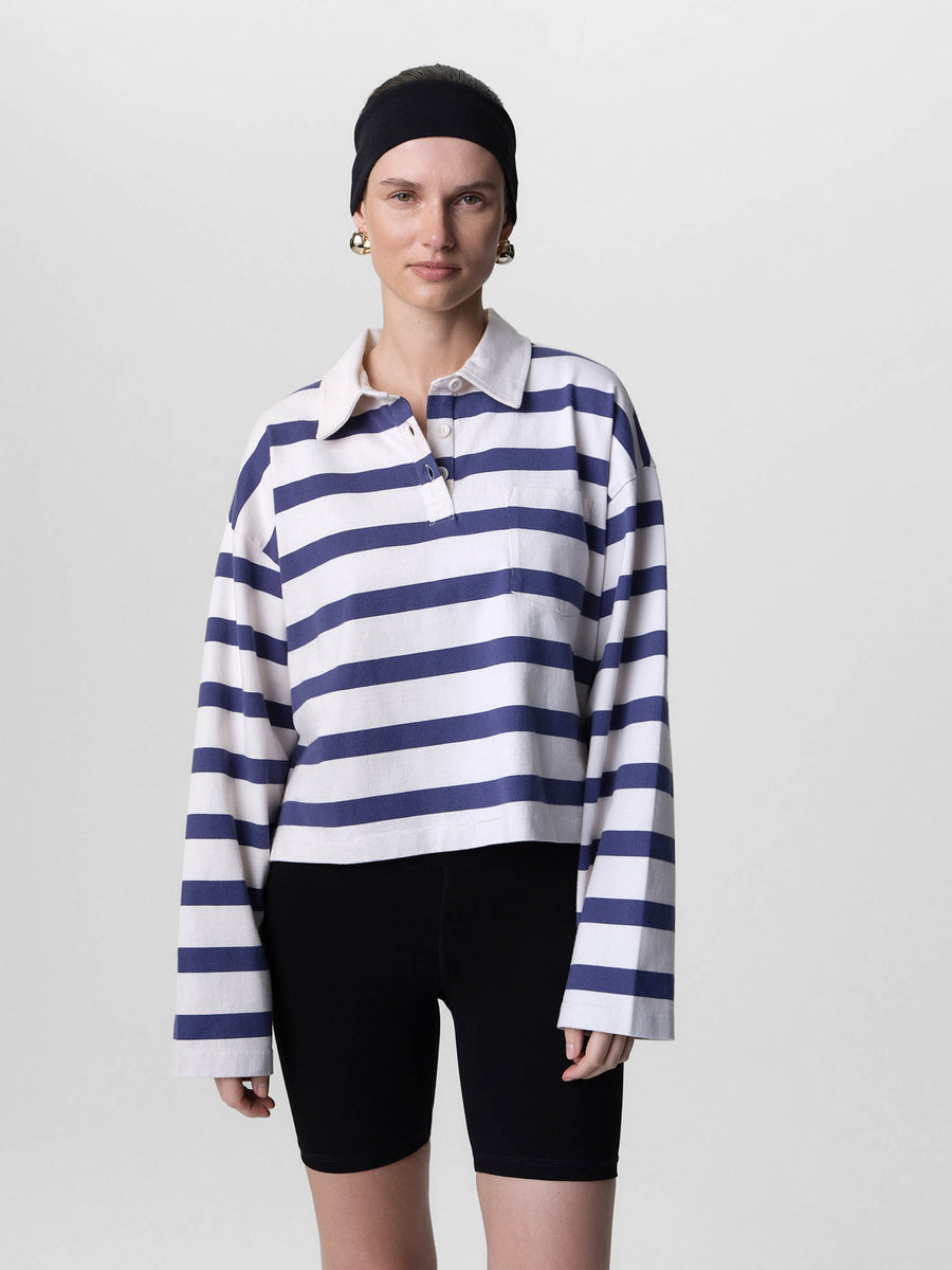 Organic Structured Cotton Striped Polo-Tees-MATE the Label-PACIFIC STRIPE-XS-MATE the Label