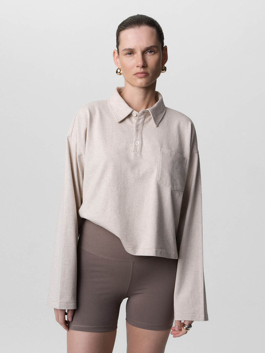 Organic Structured Cotton Polo-Tees-MATE the Label-HEATHER OAT-XS-MATE the Label