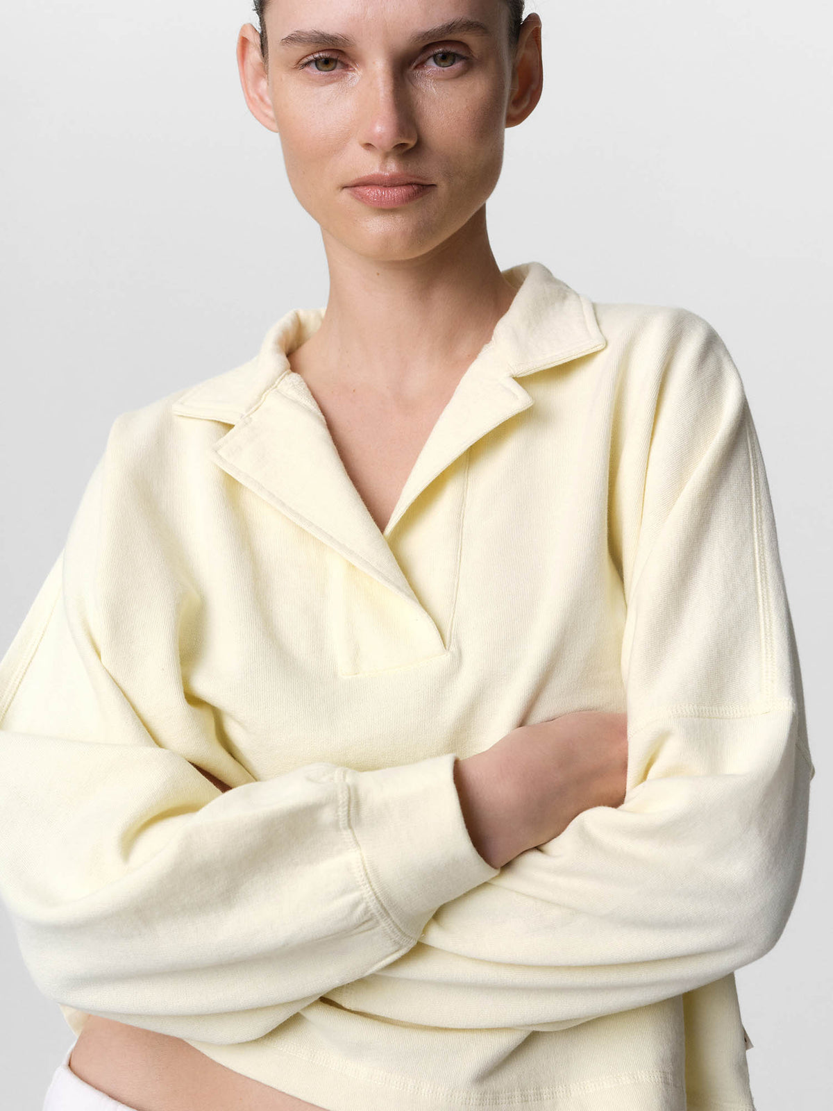 Organic Lightweight Terry Polo-Sweatshirts-MATE the Label-MERINGUE-XS-MATE the Label