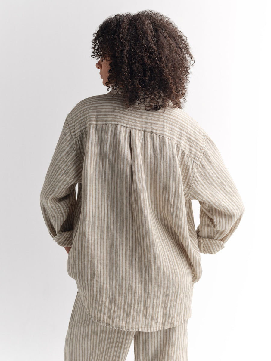 Organic Linen Striped Oversized Button Down-Tops-MATE the Label-DUNE STRIPE-XS-MATE the Label