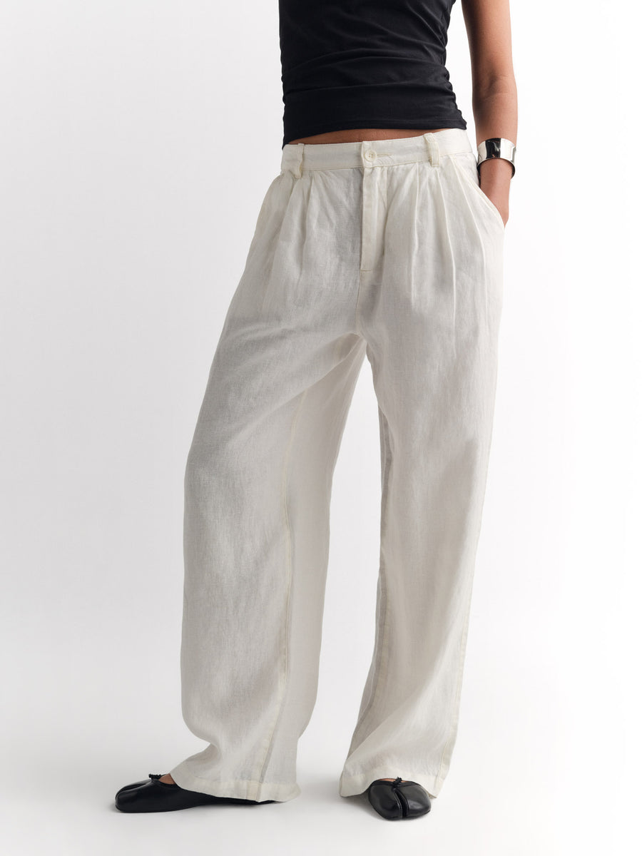 Organic Linen Pleated Pant-Pant-MATE the Label-BONE-XS-MATE the Label