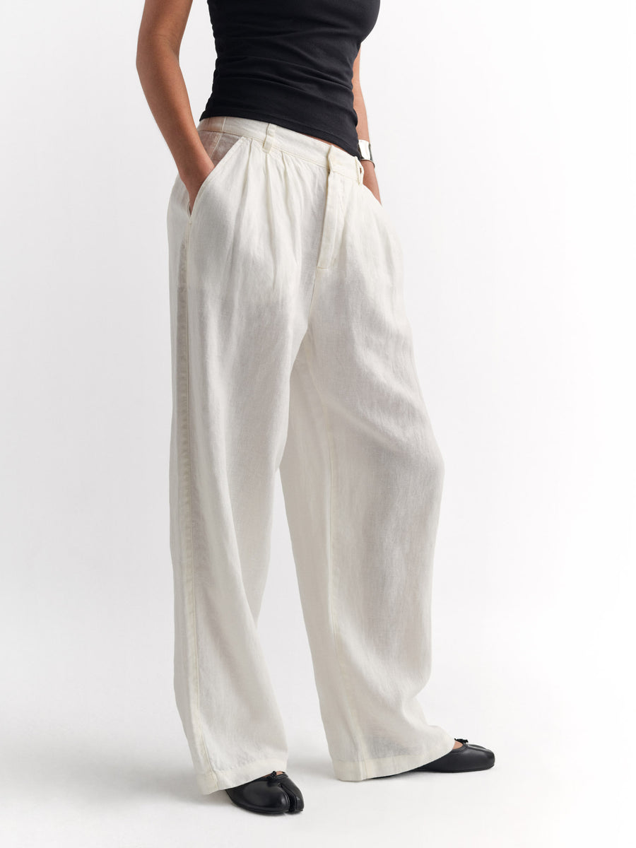 Organic Linen Pleated Pant-Pant-MATE the Label-BONE-XS-MATE the Label