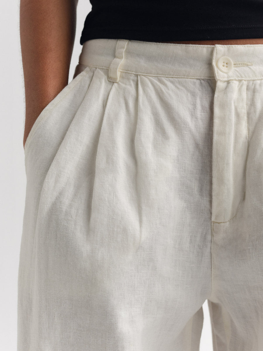 Organic Linen Pleated Pant-Pant-MATE the Label-BONE-XS-MATE the Label