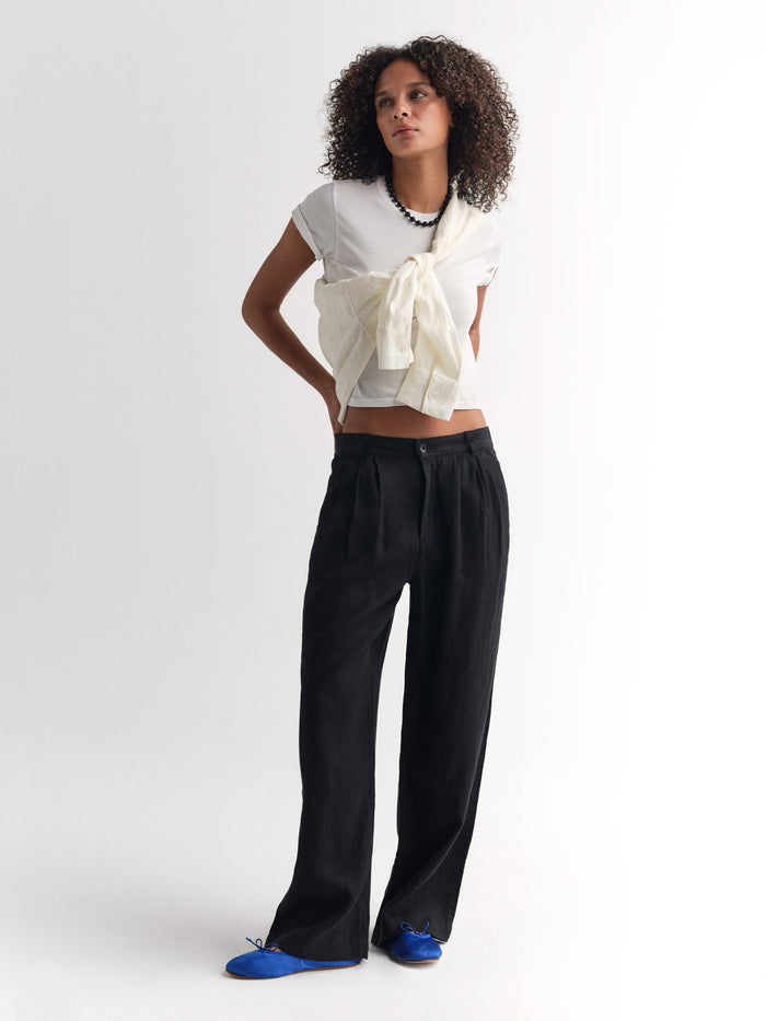 Organic Linen Pleated Pant