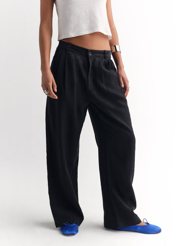 Organic Linen Pleated Pant