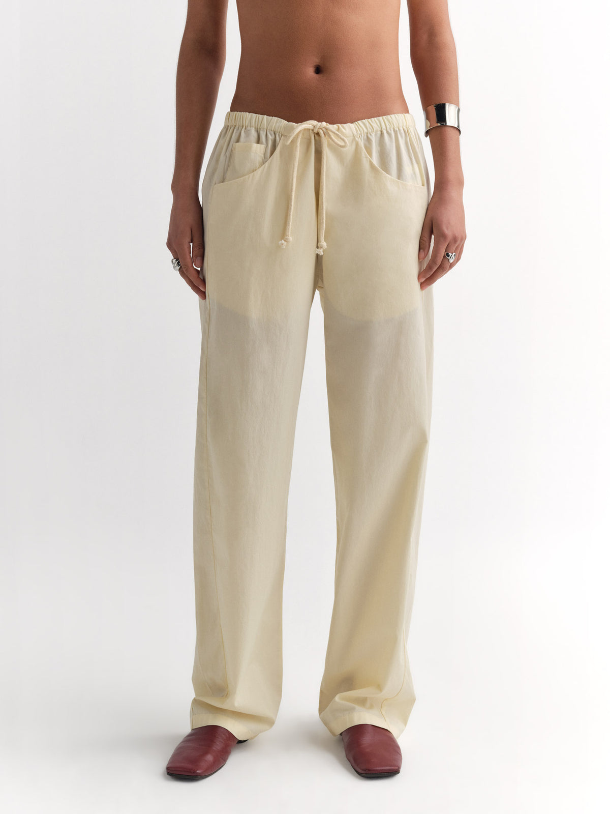 Organic Poplin Essential Pant-Pant-MATE the Label-CUSTARD-XS-MATE the Label