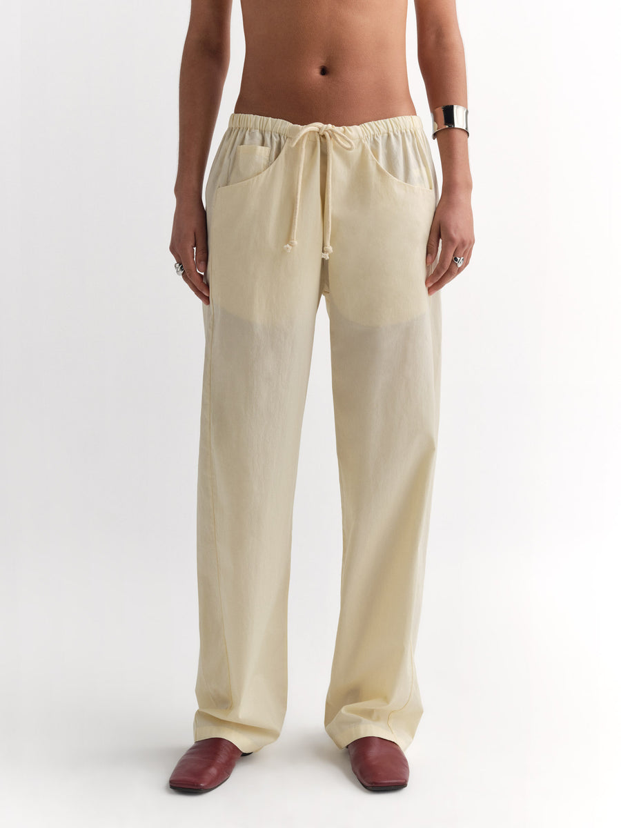 Organic Poplin Essential Pant-Pant-MATE the Label-CUSTARD-XS-MATE the Label