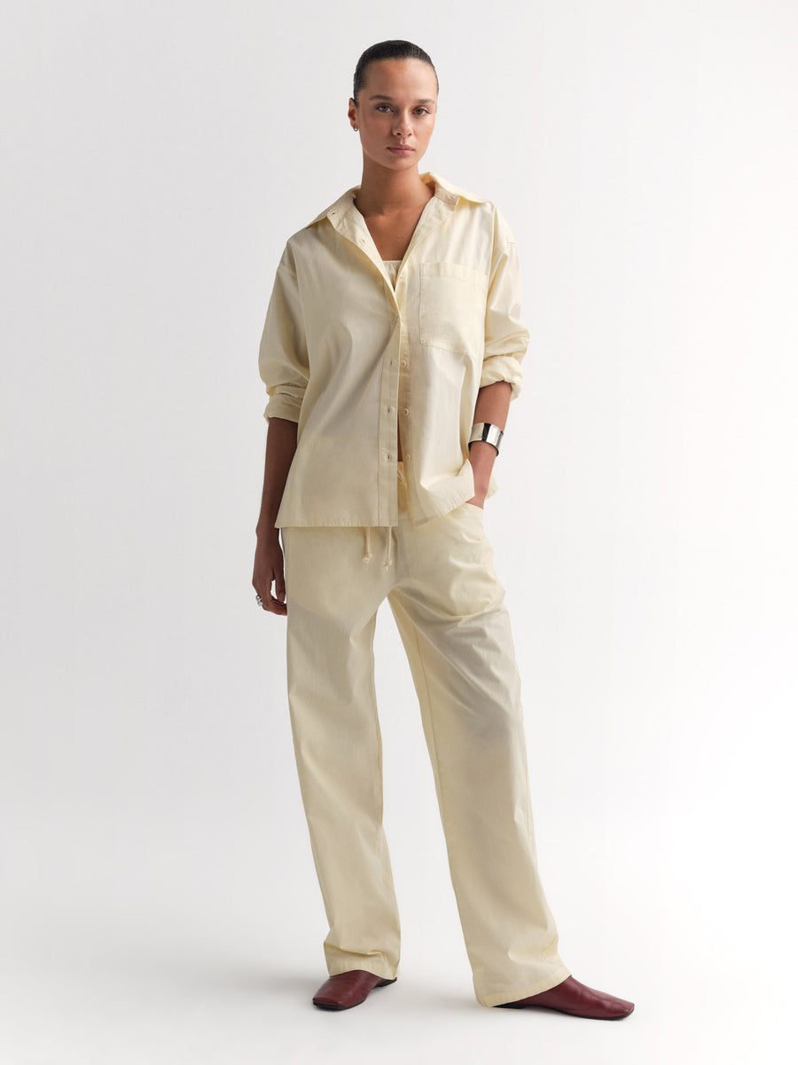 Organic Poplin Long Sleeve Button Down-Tops-MATE the Label-CUSTARD-XS-MATE the Label