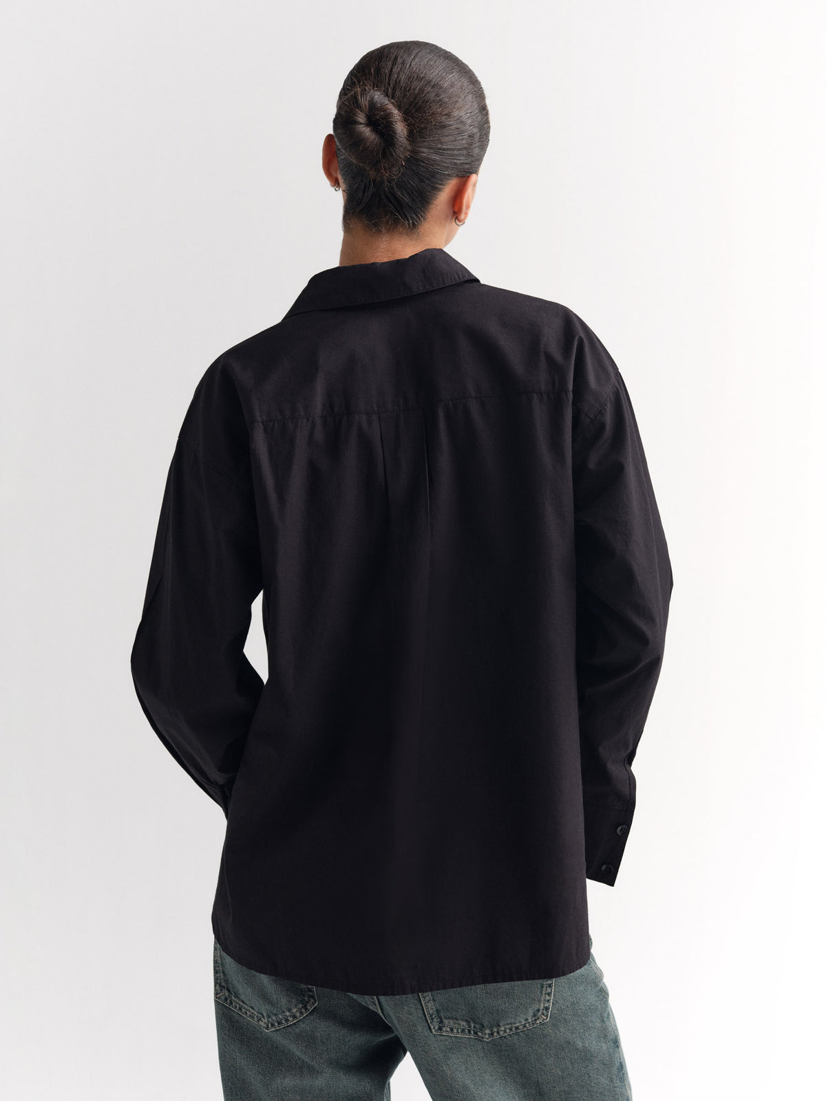 Organic Poplin Long Sleeve Button Down-Tops-MATE the Label-JET BLACK-XS-MATE the Label