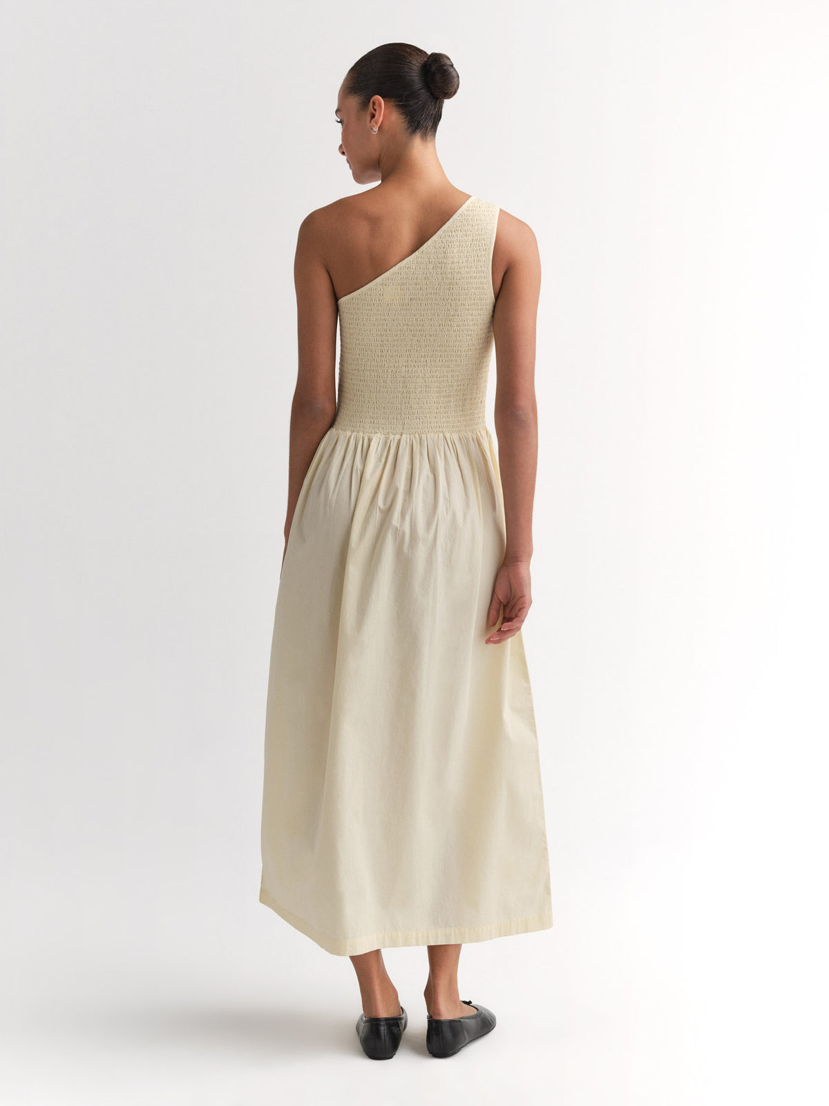 Organic Poplin Asymmetrical Dress-Dress-MATE the Label-CUSTARD-XS-MATE the Label