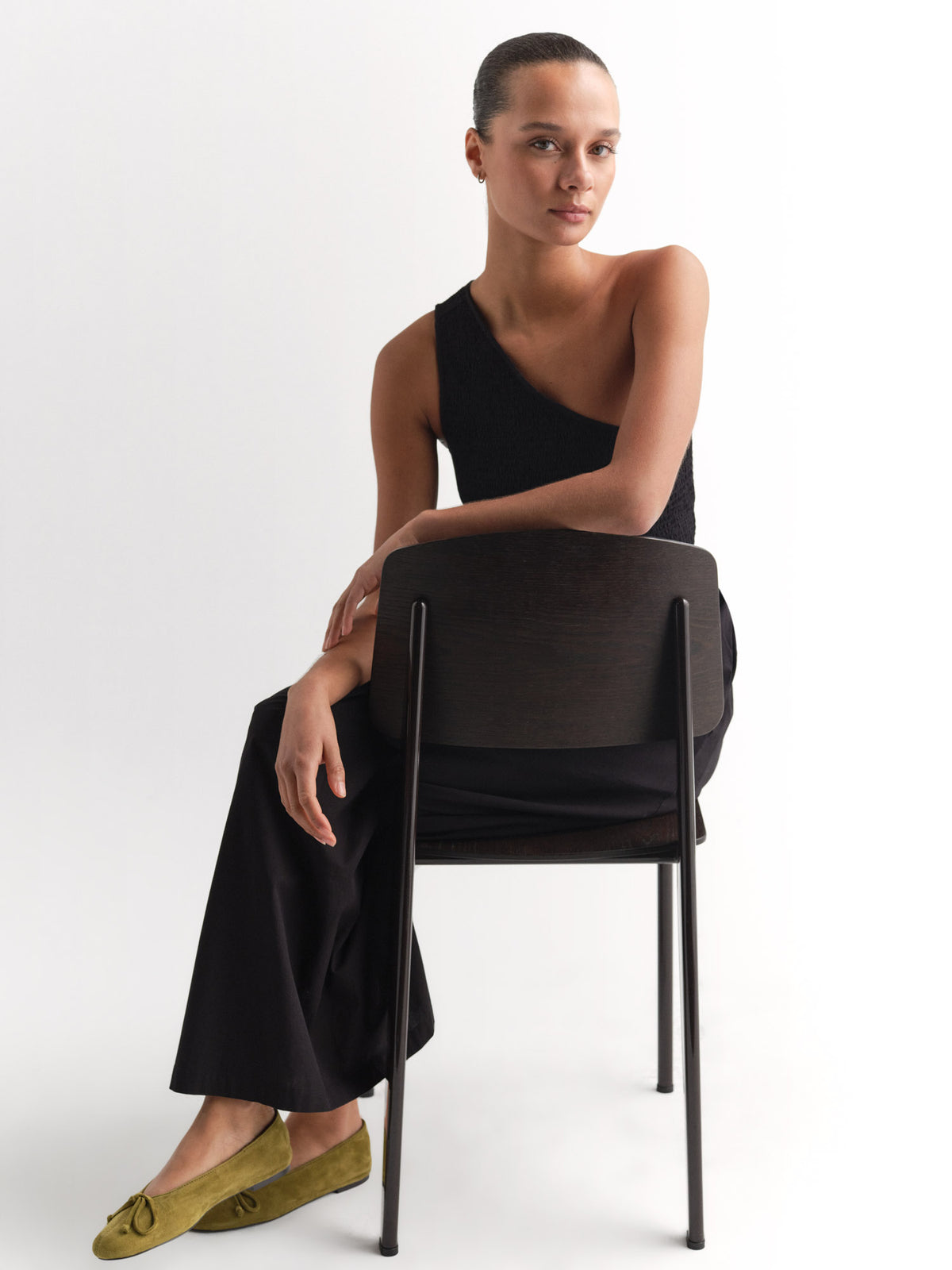 Organic Poplin Asymmetrical Dress-Dress-MATE the Label-JET BLACK-XS-MATE the Label