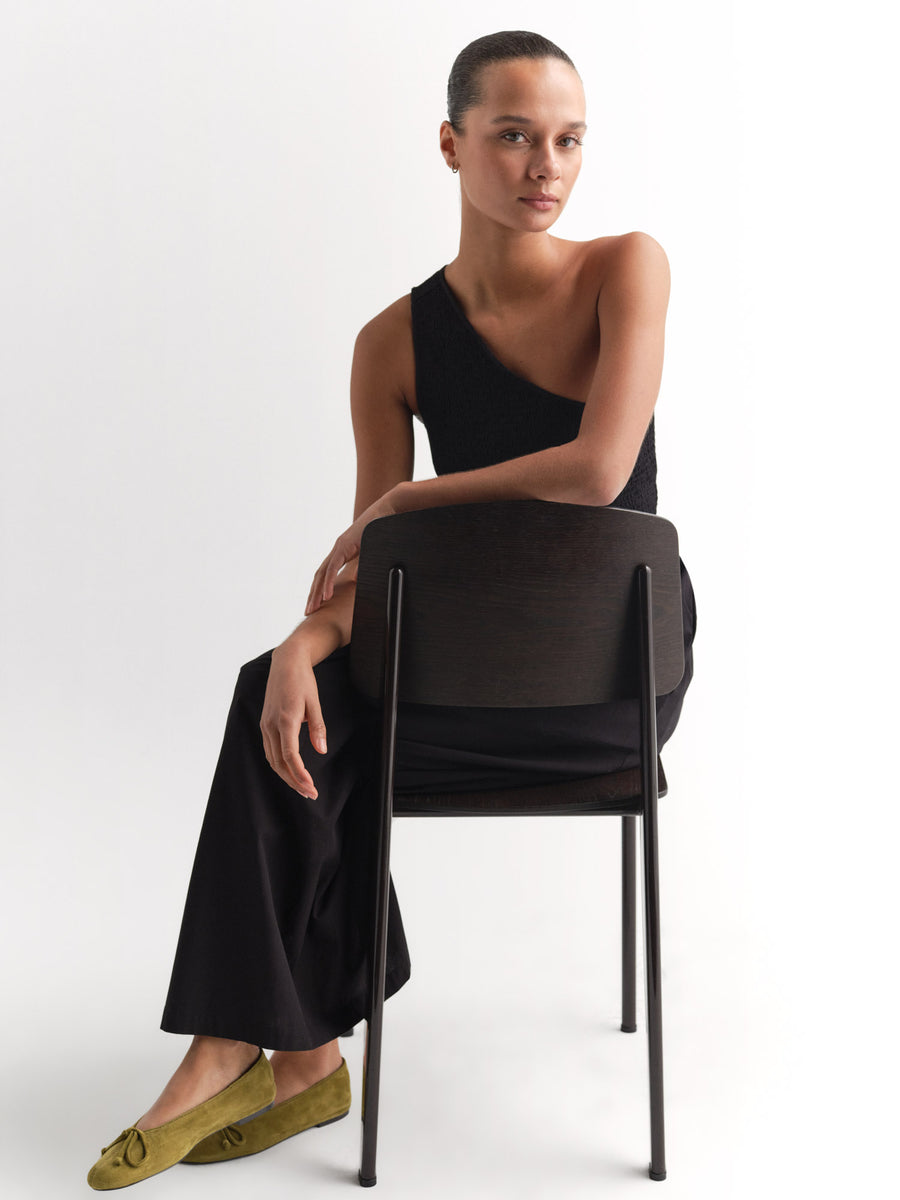 Organic Poplin Asymmetrical Dress-Dress-MATE the Label-JET BLACK-XS-MATE the Label