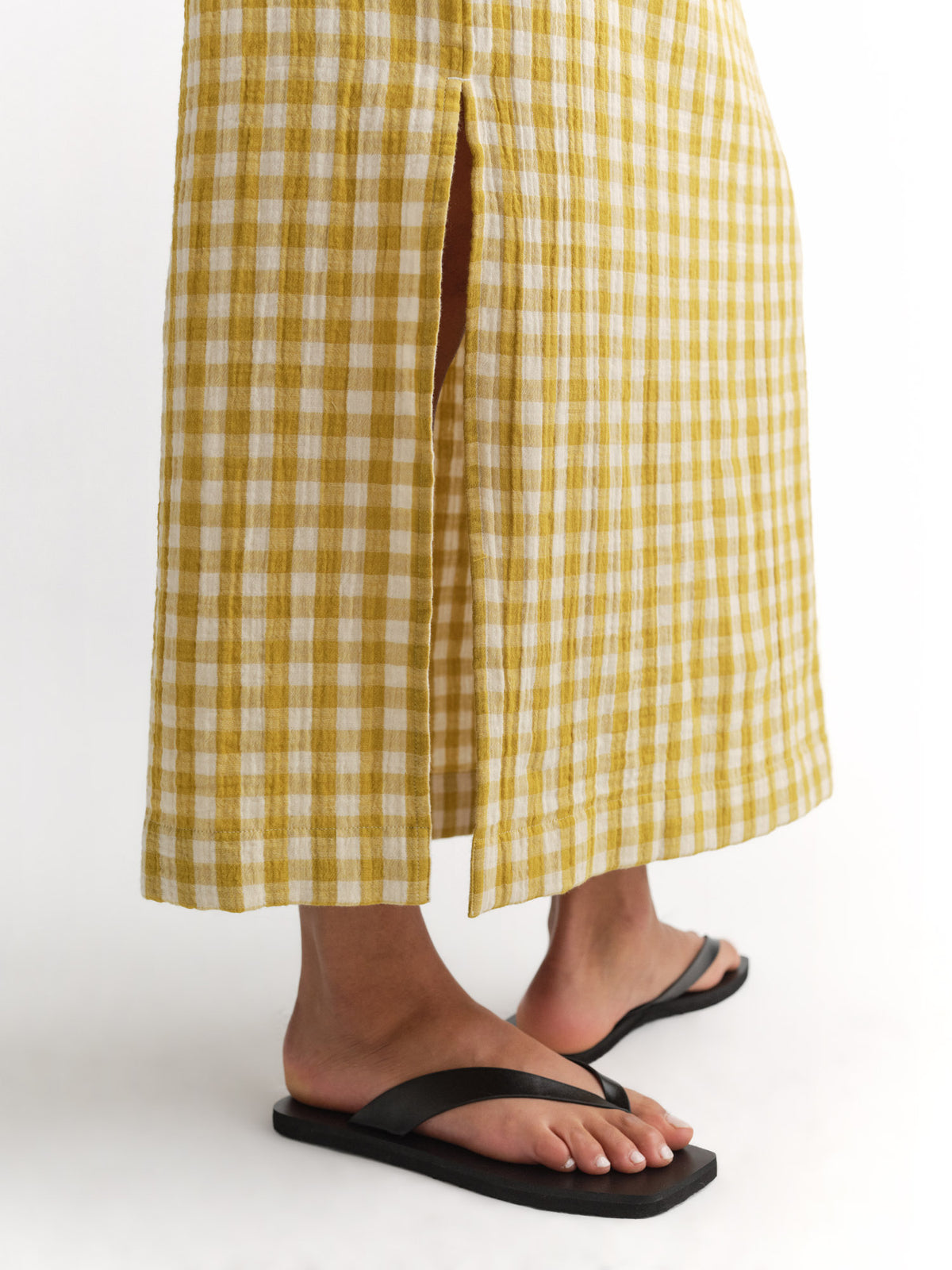 Organic Gauze Gingham Midi Skirt-Skirts-MATE the Label-GOLDEN GINGHAM-XS-MATE the Label
