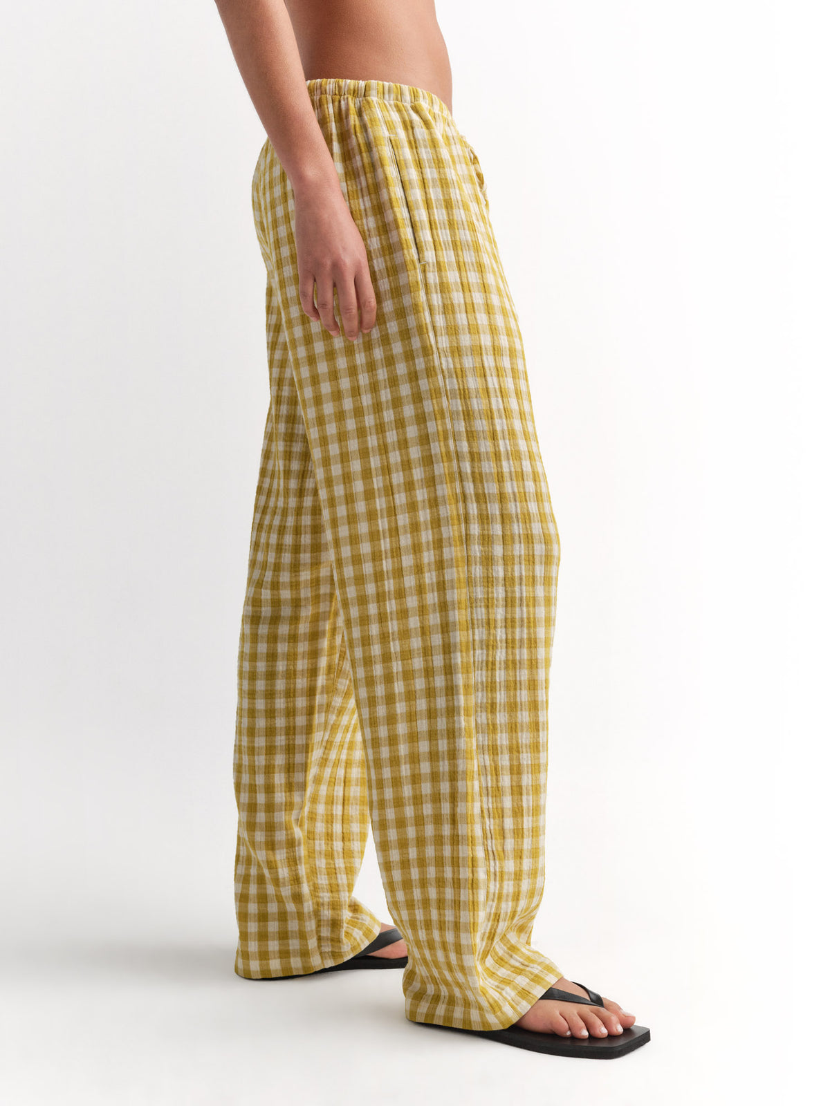 Organic Gauze Gingham Essential Pant-Pant-MATE the Label-GOLDEN GINGHAM-XS-MATE the Label
