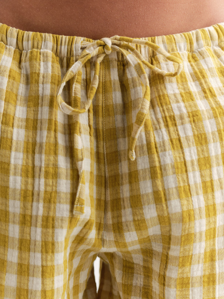 Organic Gauze Gingham Essential Pant-Pant-MATE the Label-GOLDEN GINGHAM-XS-MATE the Label