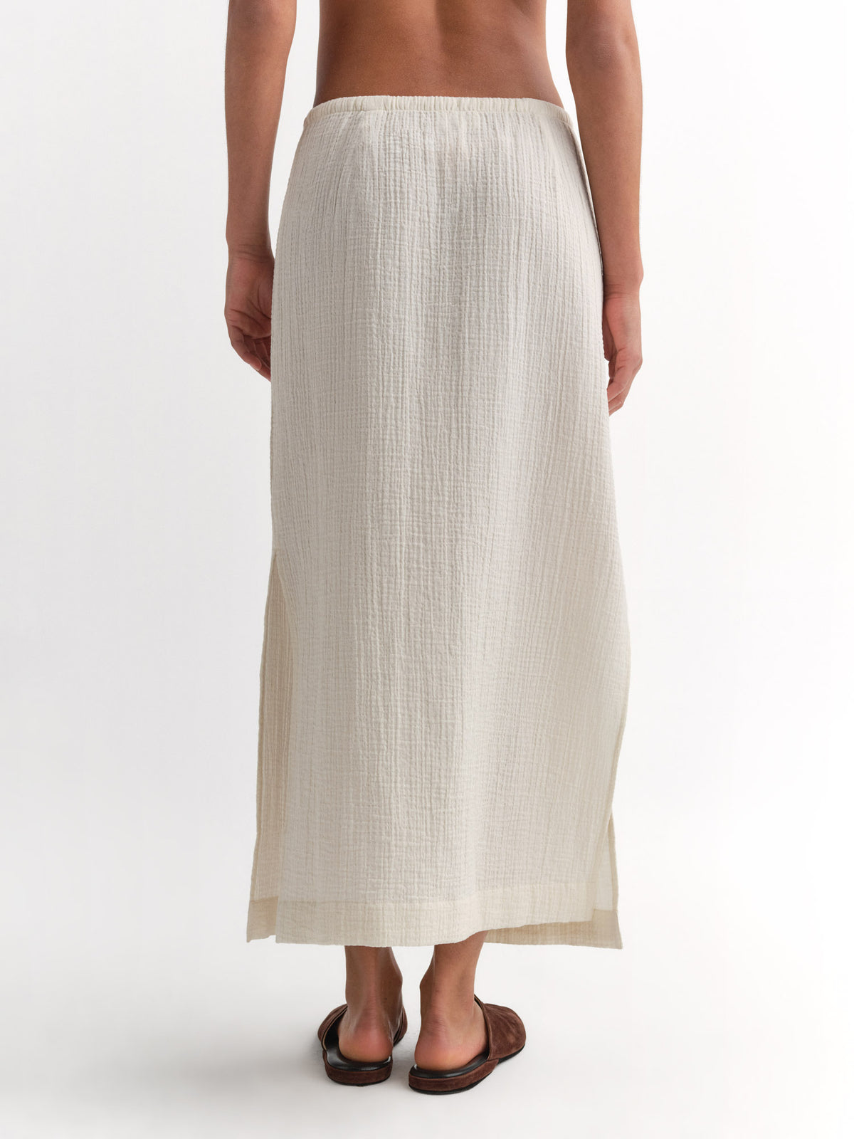 Organic Gauze Midi Skirt-Skirts-MATE the Label-BONE-XS-MATE the Label