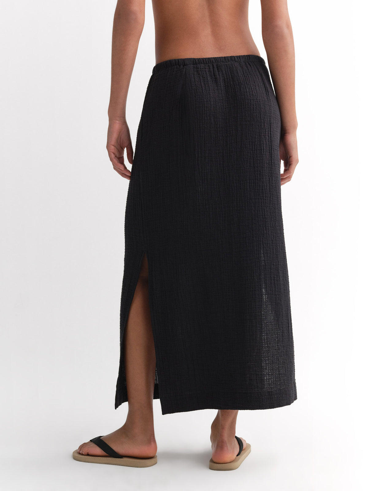 Organic Gauze Midi Skirt-Skirts-MATE the Label-JET BLACK-XS-MATE the Label