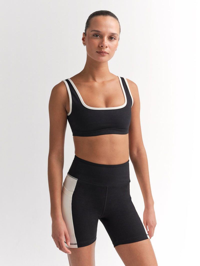 Organic Stretch Contrast Square Neck Sports Bra