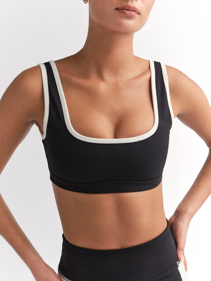 Organic Stretch Contrast Square Neck Sports Bra
