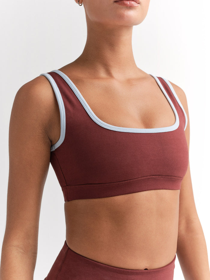 Organic Stretch Contrast Square Neck Sports Bra