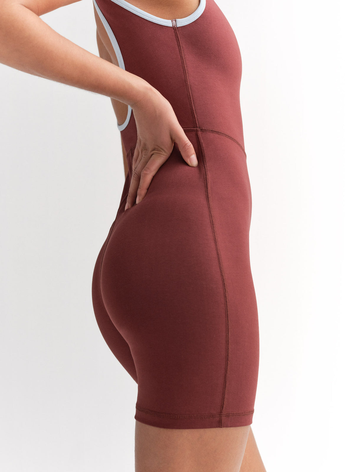 Organic Stretch Contrast Unitard-Active-MATE the Label-CHESTNUT COVE-XS-MATE the Label