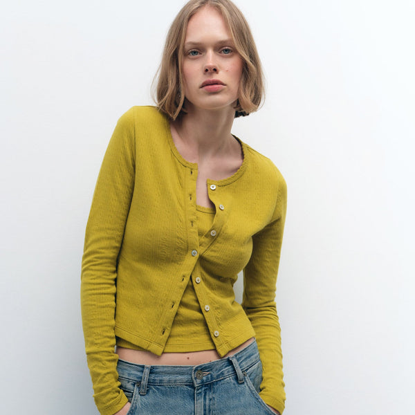 Organic Pointelle Cardigan