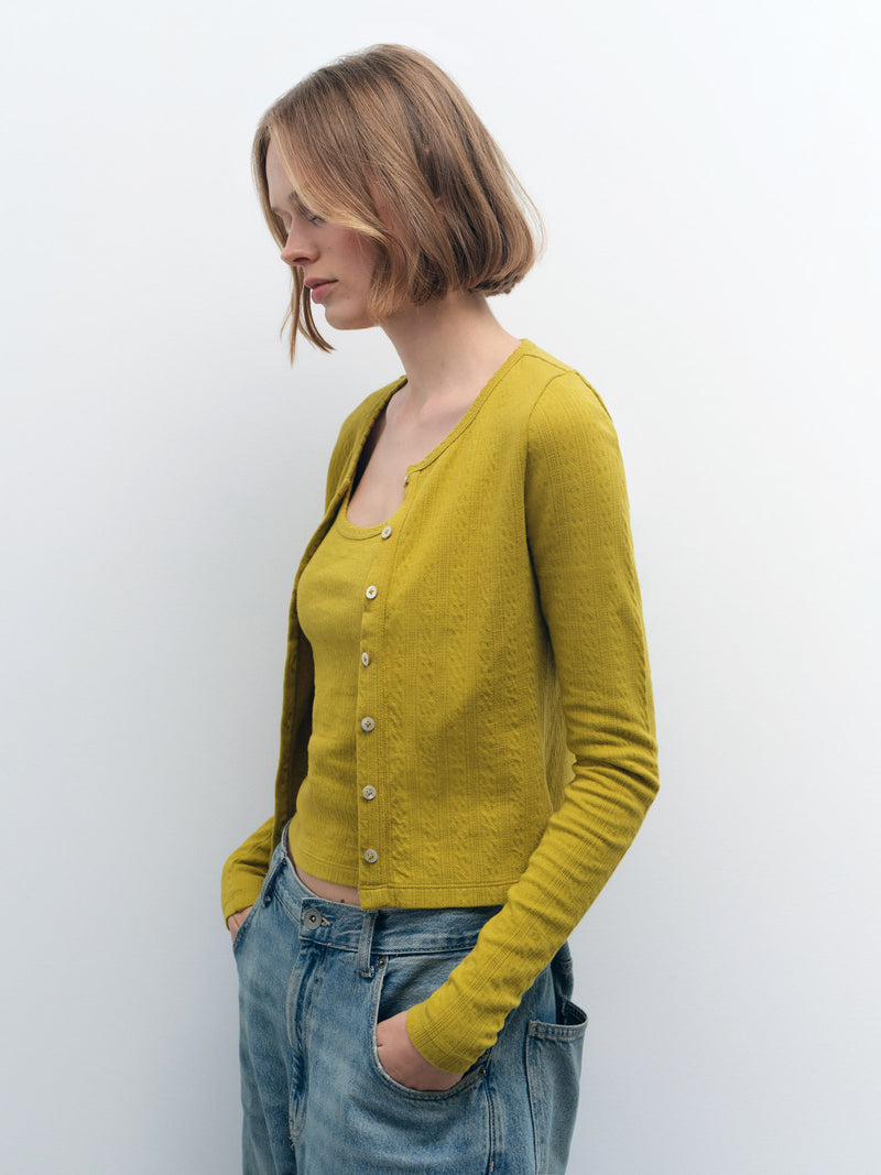 Organic Pointelle Cardigan