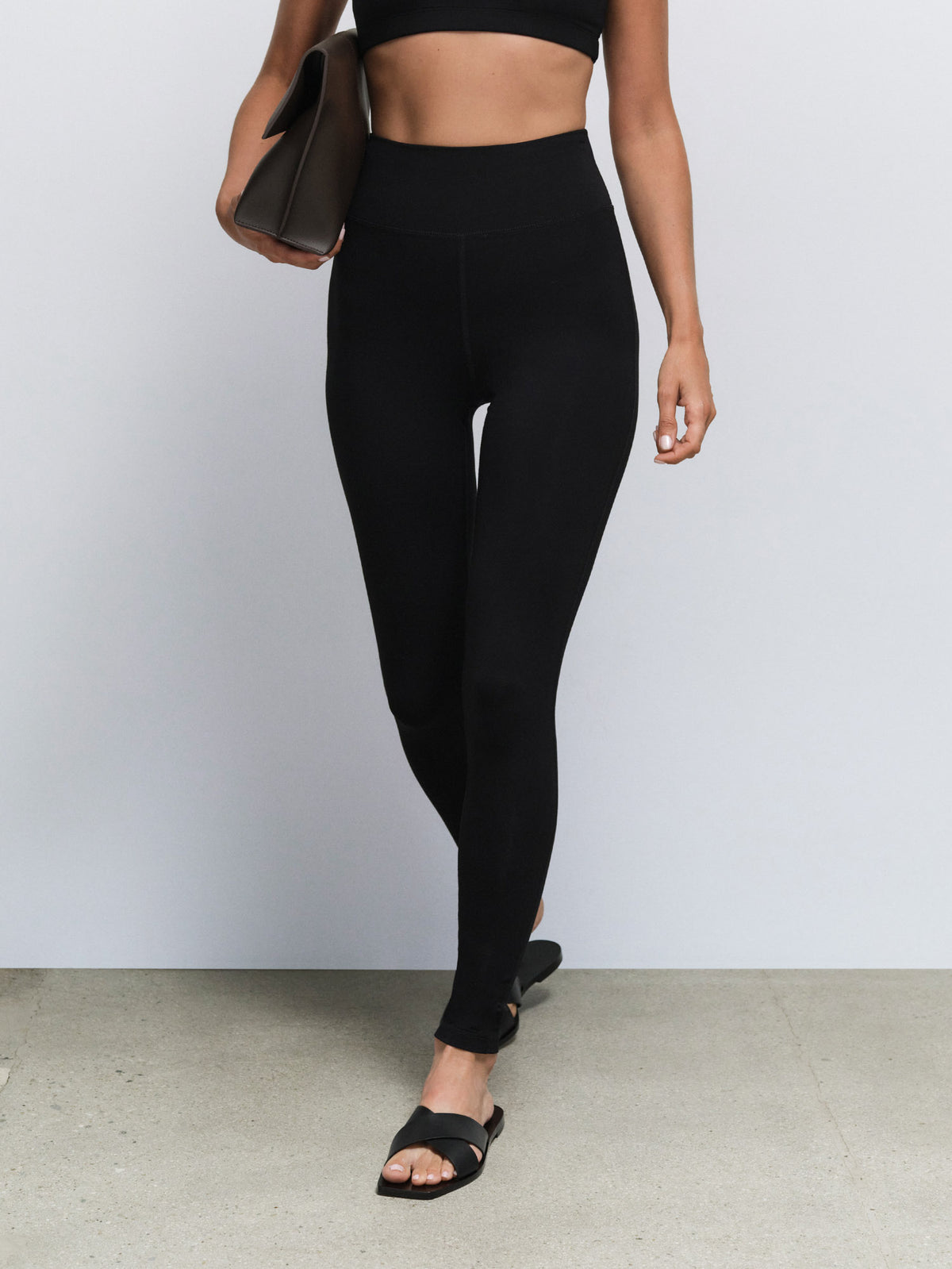 Organic Stretch Scoop Bra Full Length Legging in Jet Black — product photo