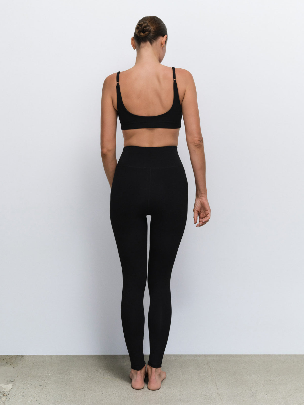 Organic Stretch Scoop Bra Full Length Legging in Jet Black — product photo