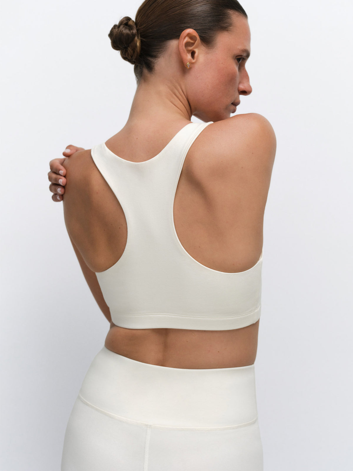 Organic Stretch Sports Bra Biker Short in Bone — product photo