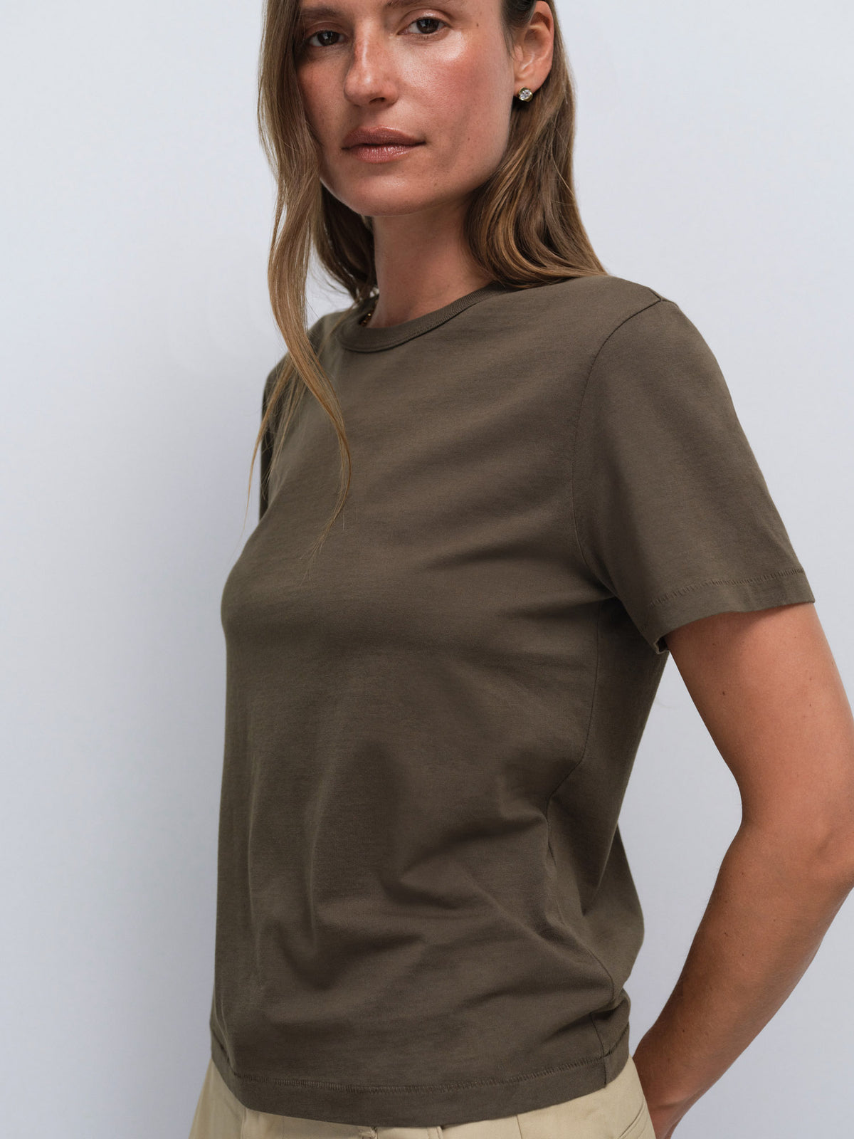 Organic Pima Classic Tee in Mocha — product photo