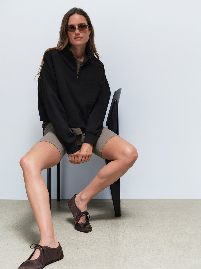 Organic Fleece Cropped Half-Zip Sweatshirt