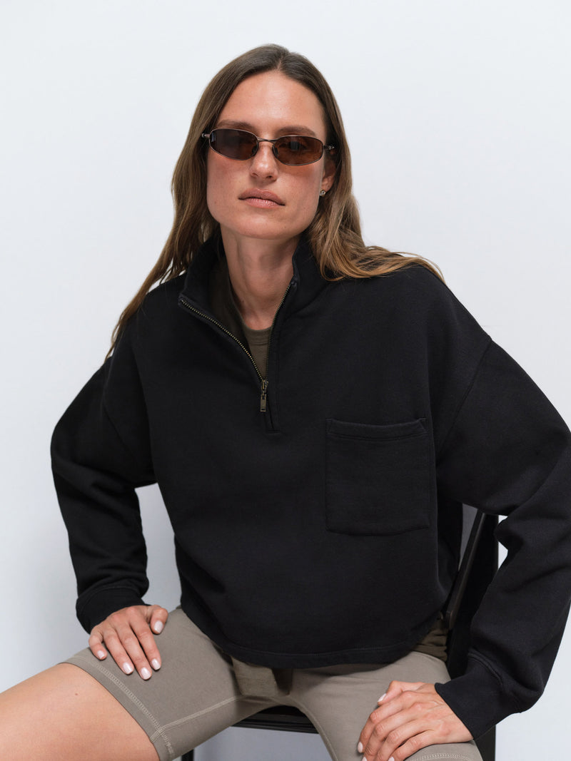 Organic Fleece Cropped Half-Zip Sweatshirt