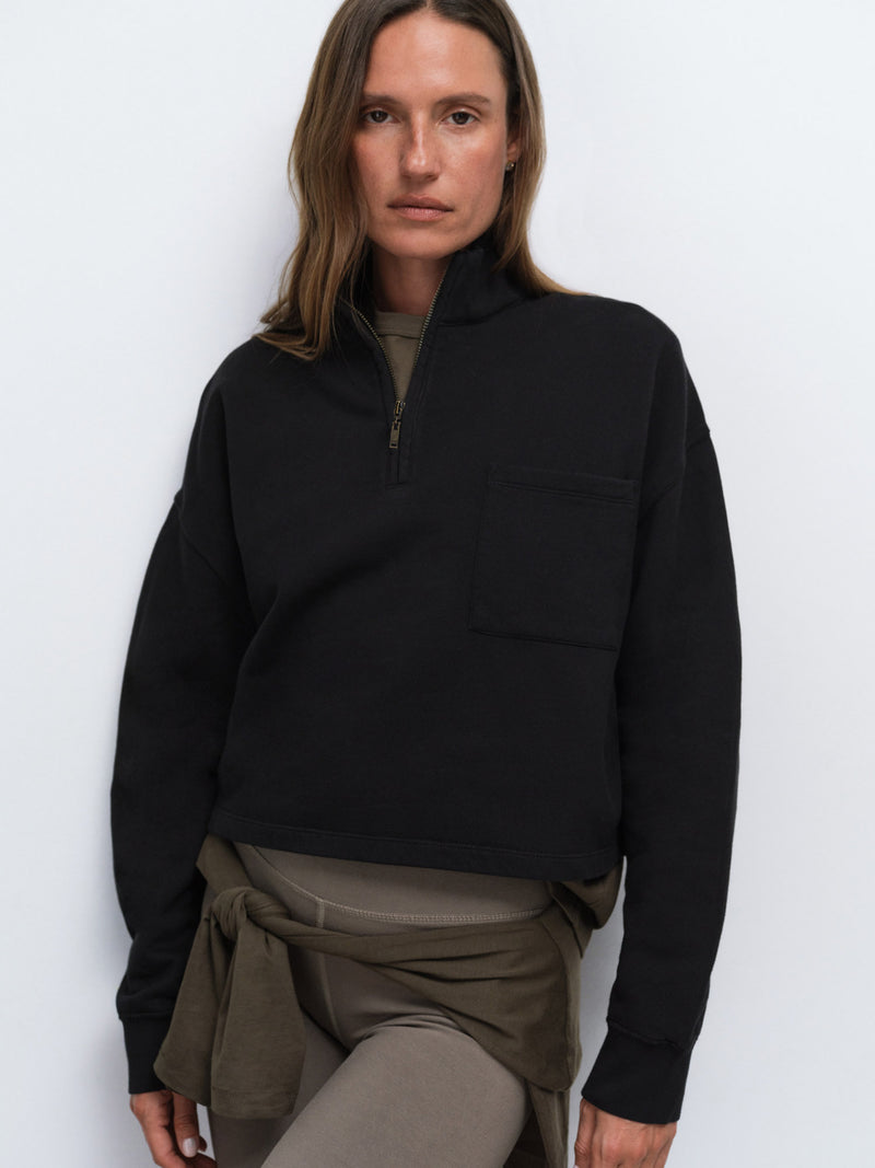 Organic Fleece Cropped Half-Zip Sweatshirt