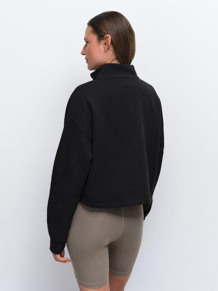 Organic Fleece Cropped Half-Zip Sweatshirt