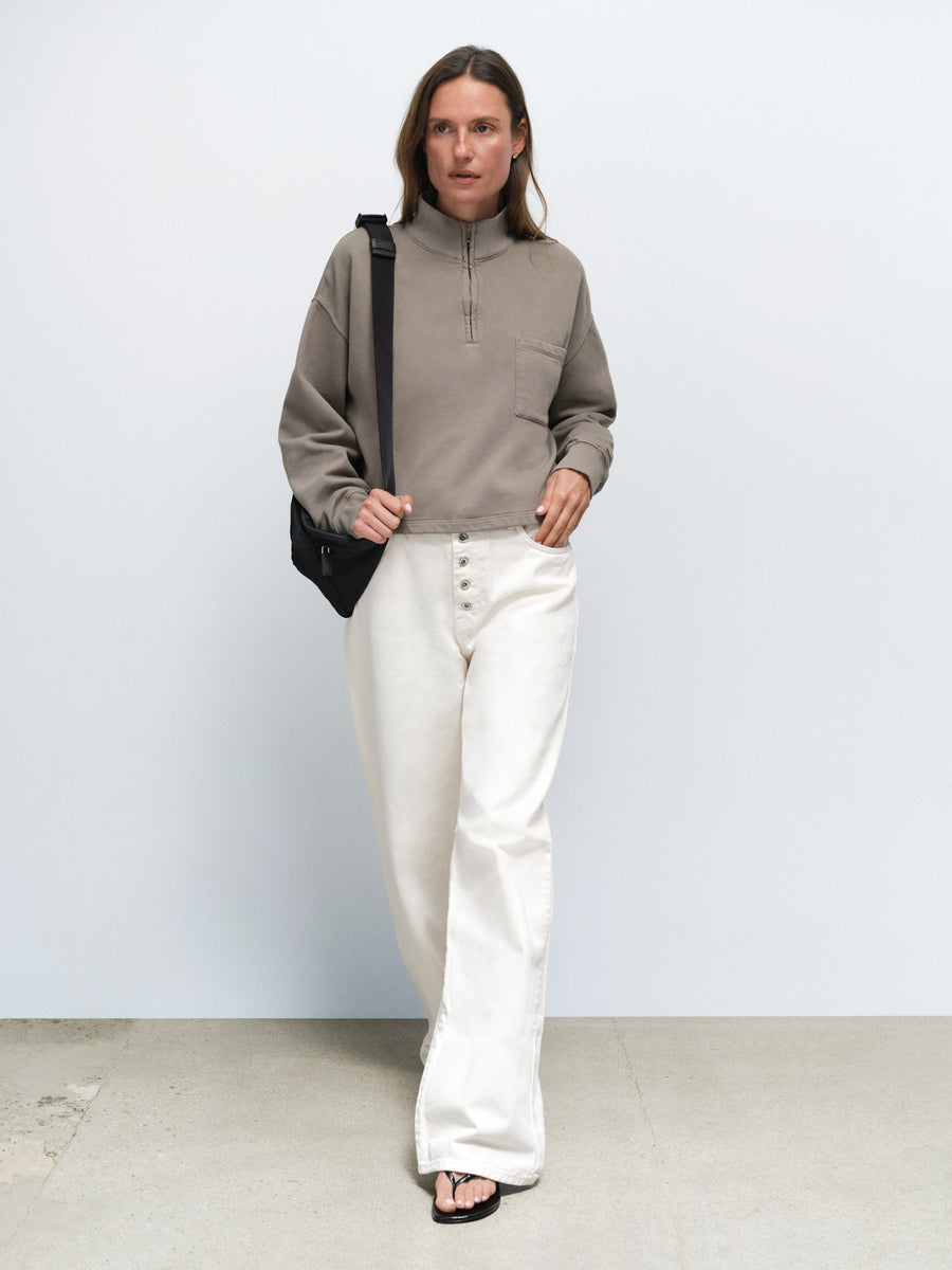 Organic Fleece Cropped Half-Zip Sweatshirt